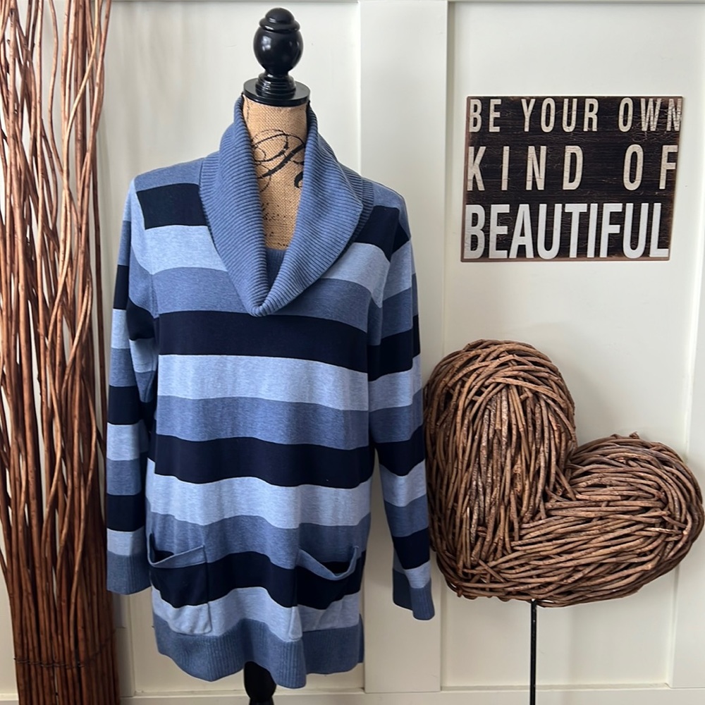 Jeanne Pierre Striped Cowl Neck Sweater